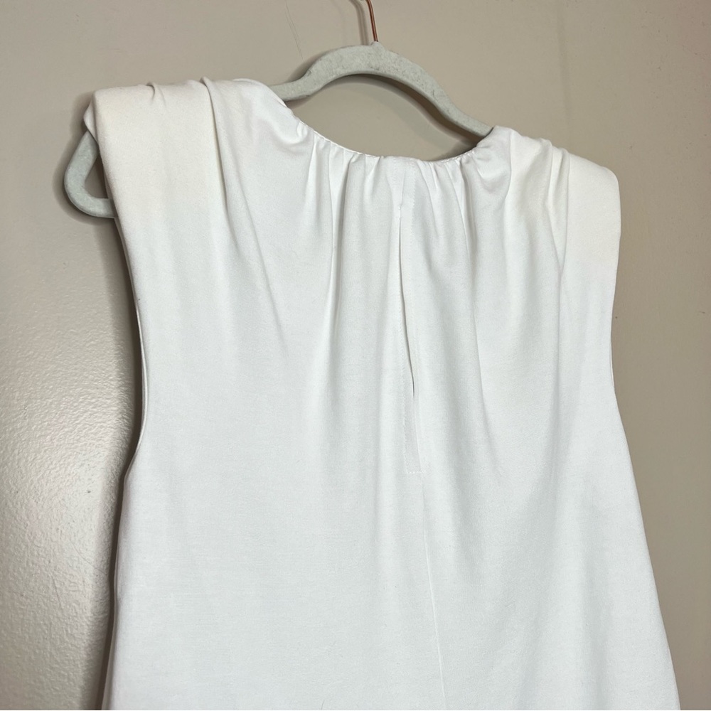 Zara White Sleeveless Puff Pleated Shoulder Mini Shift Dress Blogger Favorite S - Picture 7 of 13
